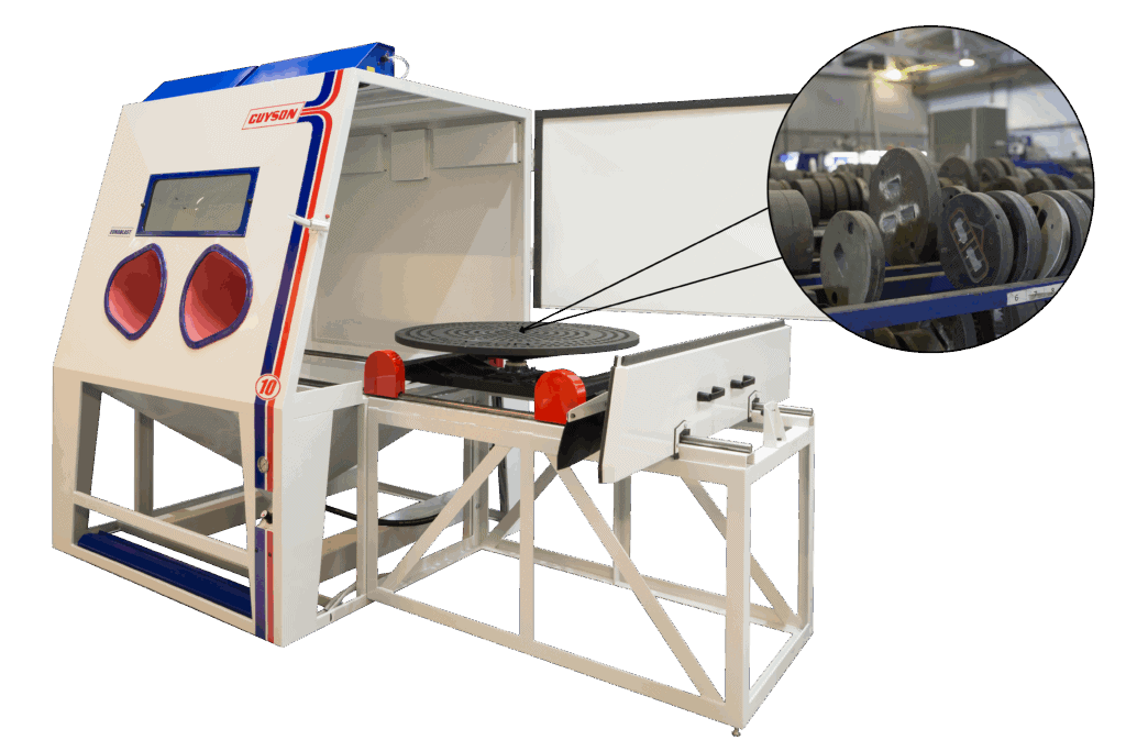 Guyson Euroblast 10 utilised for cleaning without dimensional change of extrusion dies.