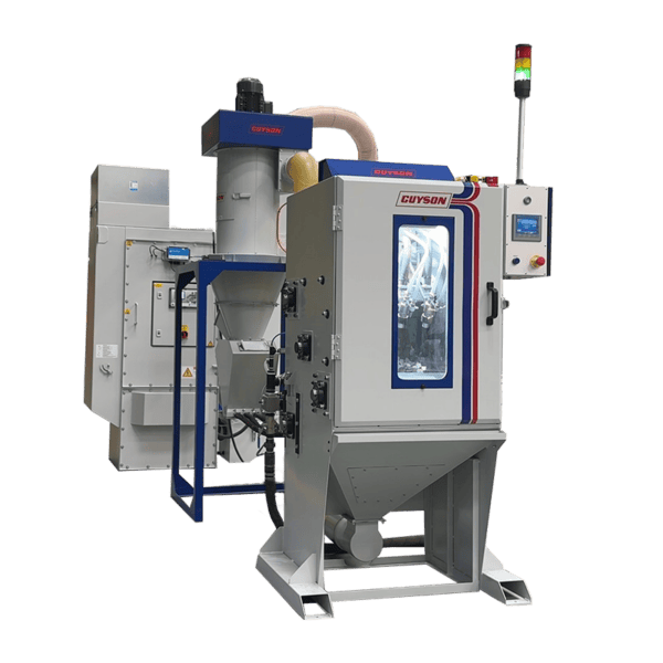 Endless belt tumbleblast machine for batch deburring, deflashing and cosmetic finishing